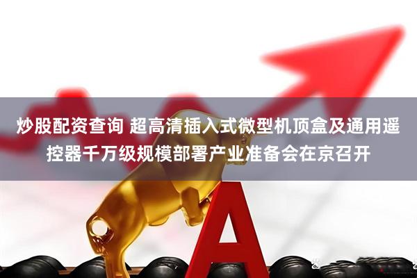 炒股配资查询 超高清插入式微型机顶盒及通用遥控器千万级规模部署产业准备会在京召开